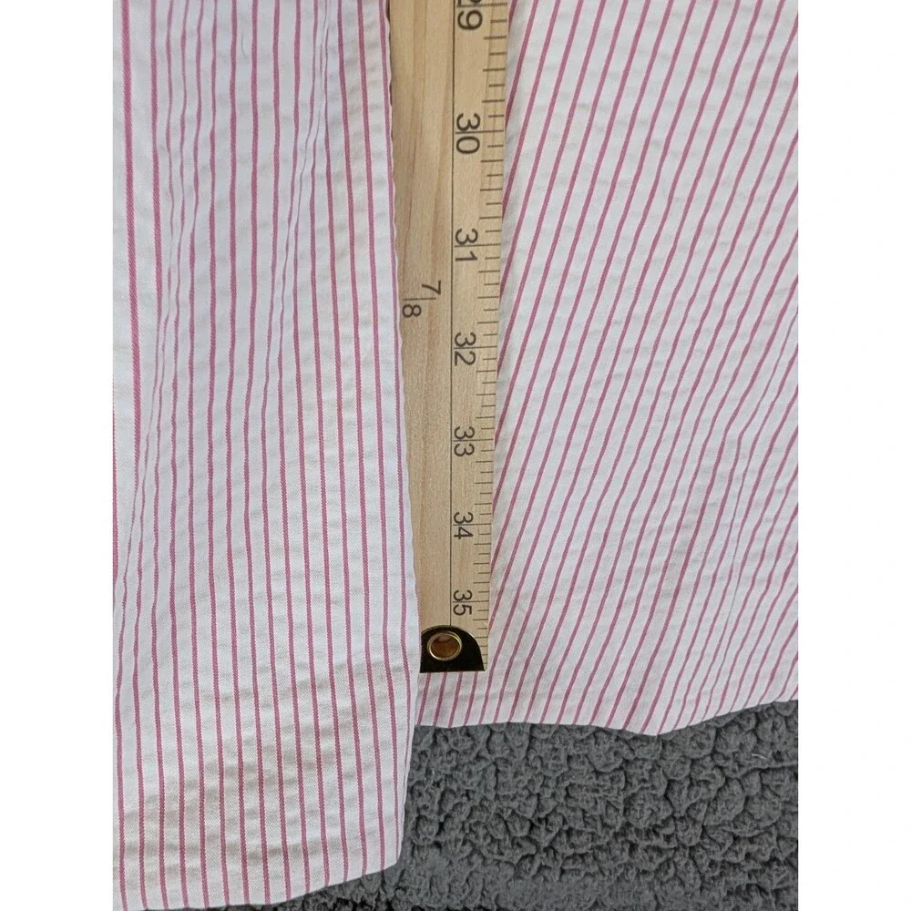 J. Crew Pink and White Seersucker Dress Fit & Flare Bow Back Lined Cotton Size 8